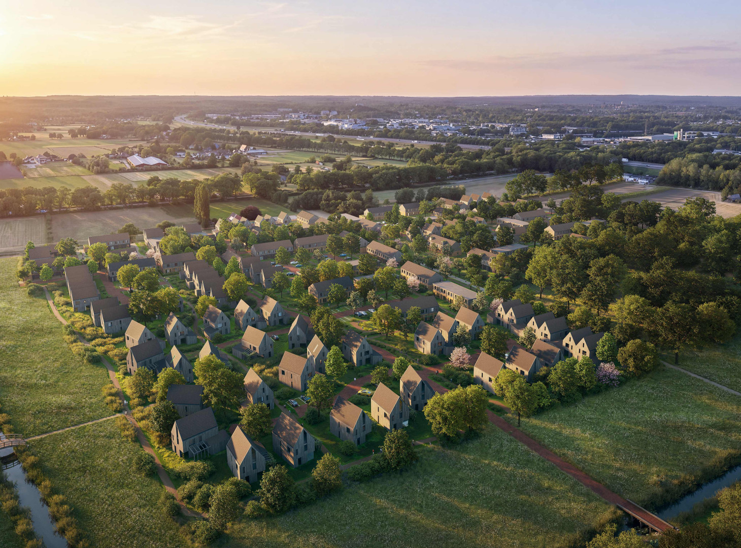 Drone shot 300 woningen
