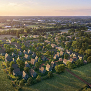 Drone shot 300 woningen